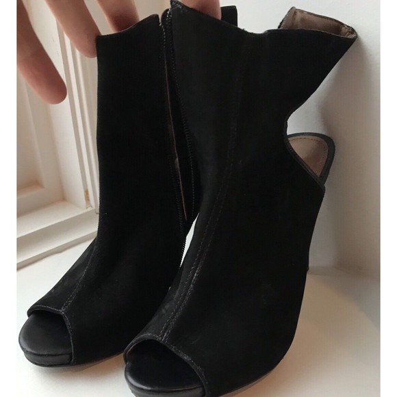 Arezzo Sandals High Heel Booties Black Suede Leather Sz 5 6 B Eu 36 Stilettos - Picture 5 of 7